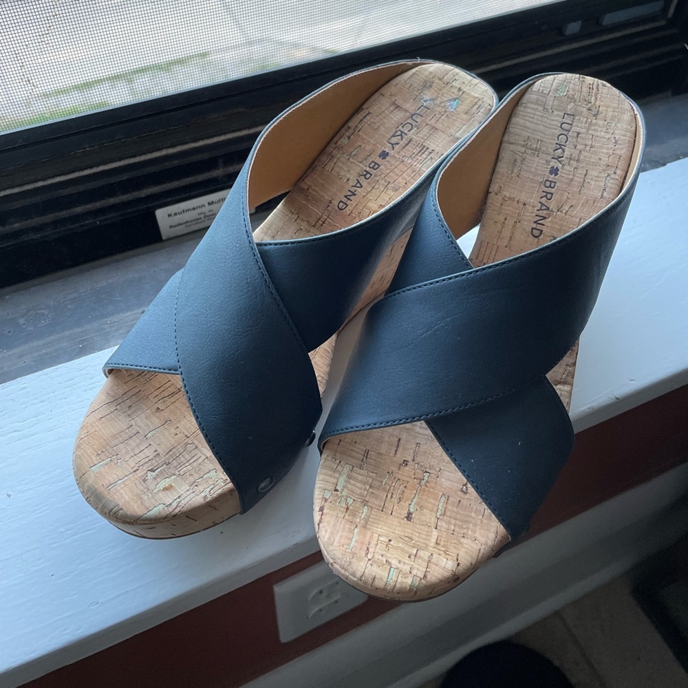 Gray Lucky Chunky Wedge Heels